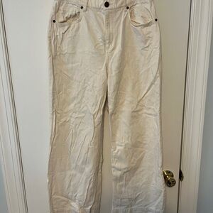 LOFT Women's White Wide Leg Jeans